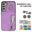 Kickstand Zippered Wallet Case for Samsung Galaxy S21 FE 5G Retro PU+TPU RFID Blocking Phone Cover - Purple - 4
