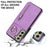 Kickstand Zippered Wallet Case for Samsung Galaxy S21 FE 5G Retro PU+TPU RFID Blocking Phone Cover - Purple - 7