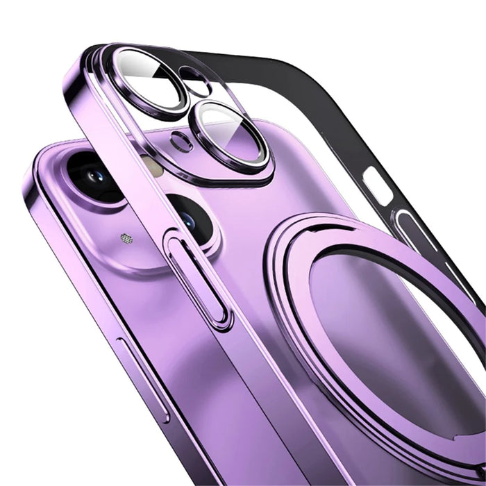 Kickstand Magnetic Case for iPhone 14 , Acrylic+TPU Electroplating Phone Cover Compatible with MagSafe - Transparent Blue - 6