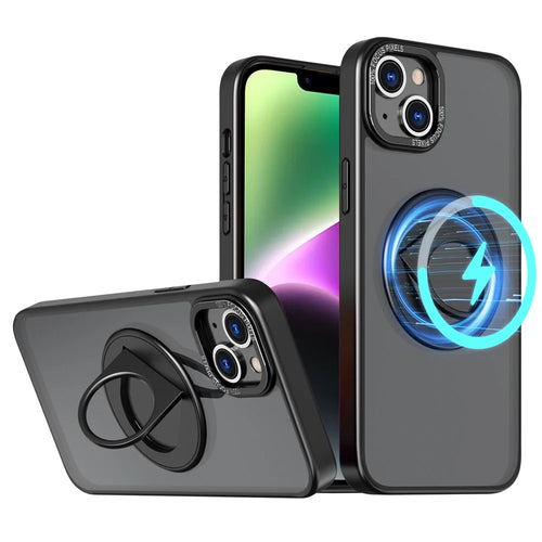 Style-A Magnetic Case for iPhone 14 Plus , Acrylic+TPU Phone Kickstand Cover Compatible with MagSafe - Black - 1