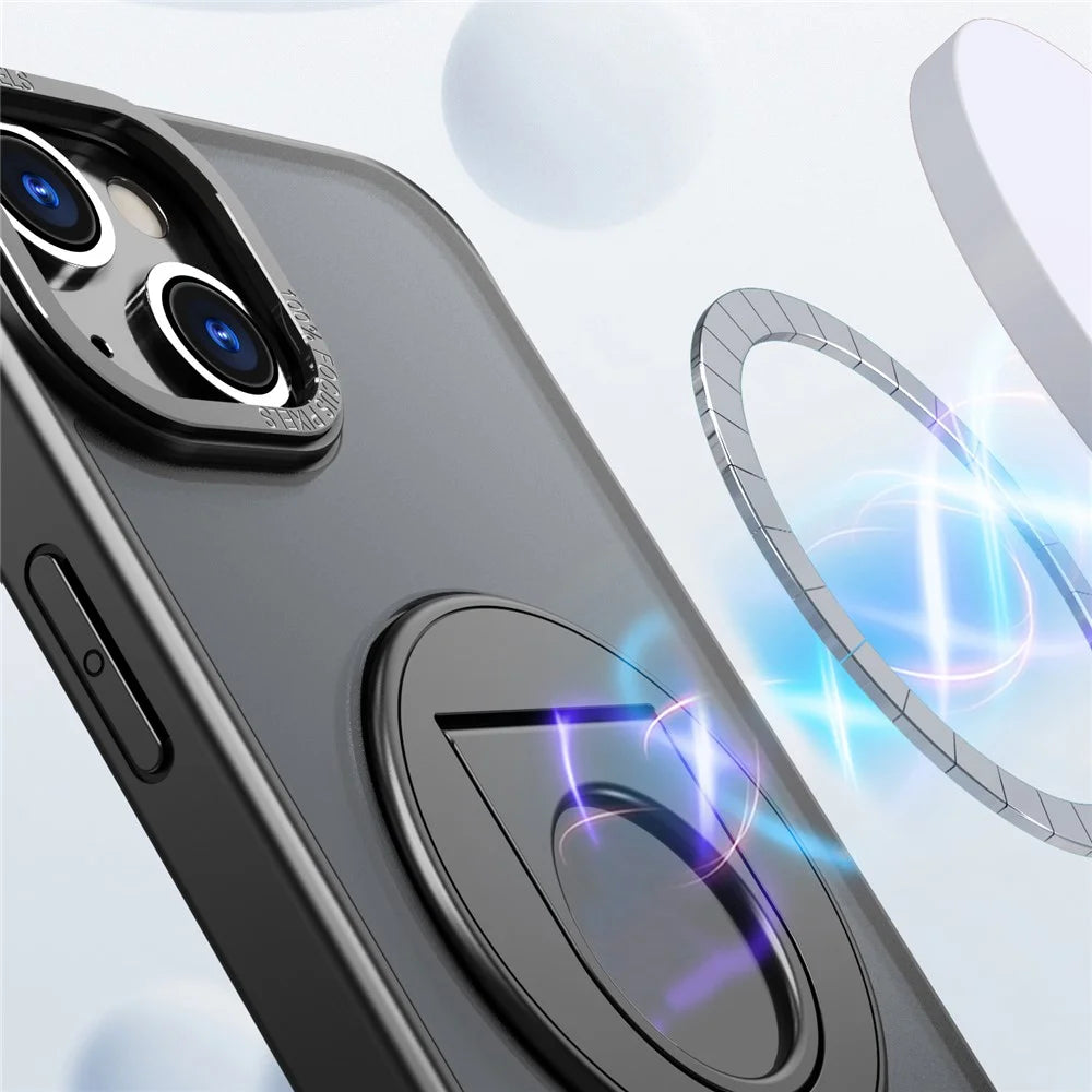 Style-A Magnetic Case for iPhone 14 Plus , Acrylic+TPU Phone Kickstand Cover Compatible with MagSafe - Black - 2