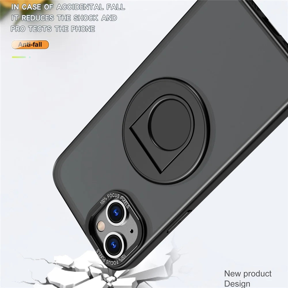 Style-A Magnetic Case for iPhone 14 Plus , Acrylic+TPU Phone Kickstand Cover Compatible with MagSafe - Black - 3