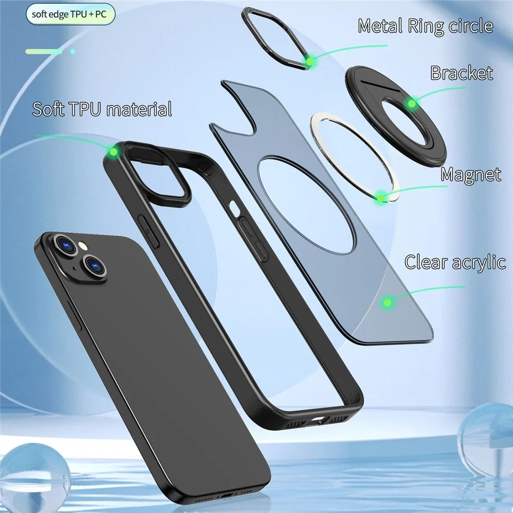 Style-A Magnetic Case for iPhone 14 Plus , Acrylic+TPU Phone Kickstand Cover Compatible with MagSafe - Black - 4