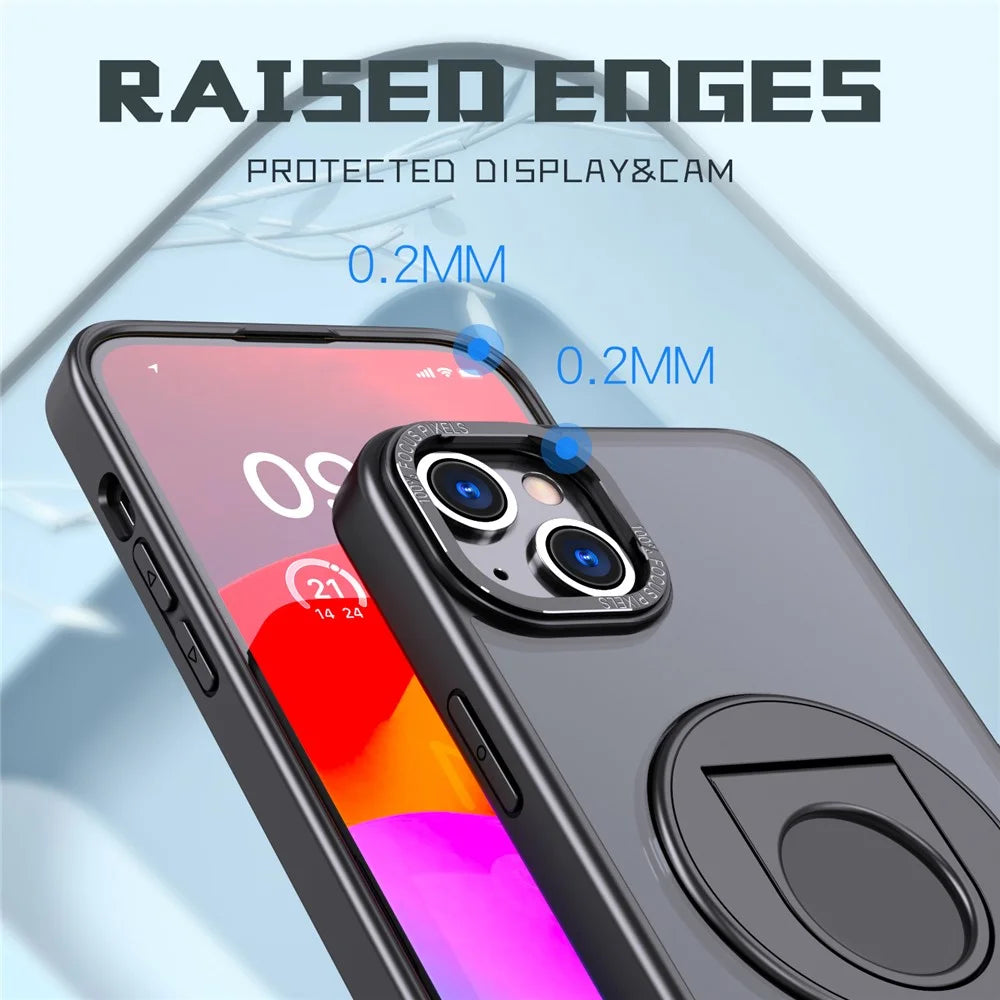 Style-A Magnetic Case for iPhone 14 Plus , Acrylic+TPU Phone Kickstand Cover Compatible with MagSafe - Black - 5