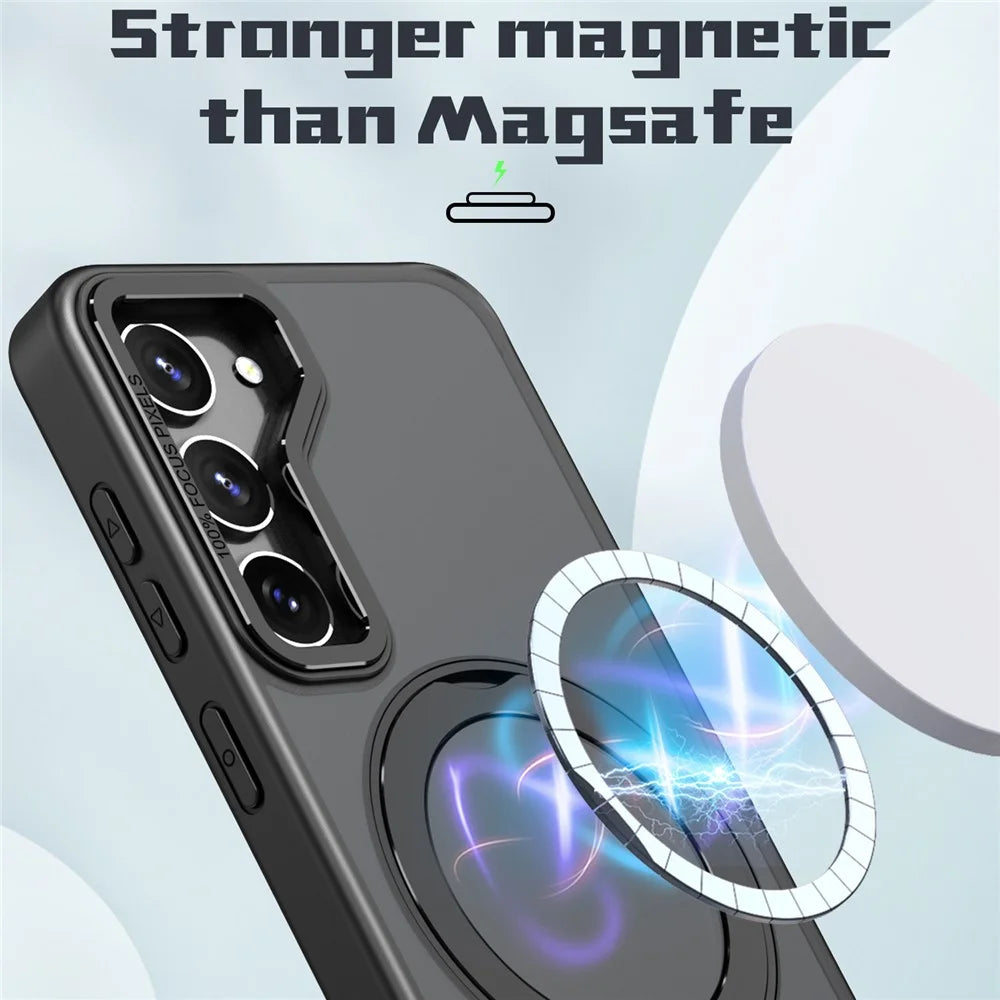 Style-B For Samsung Galaxy S22 5G Magnetic Ring Kickstand Acrylic+TPU Cover Anti-scratch Phone Case - Black - 2