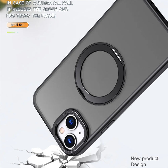 Style-B For iPhone 14 Plus Magnetic Kickstand Cover Acrylic+TPU Phone Case Compatible with MagSafe - Black - 3