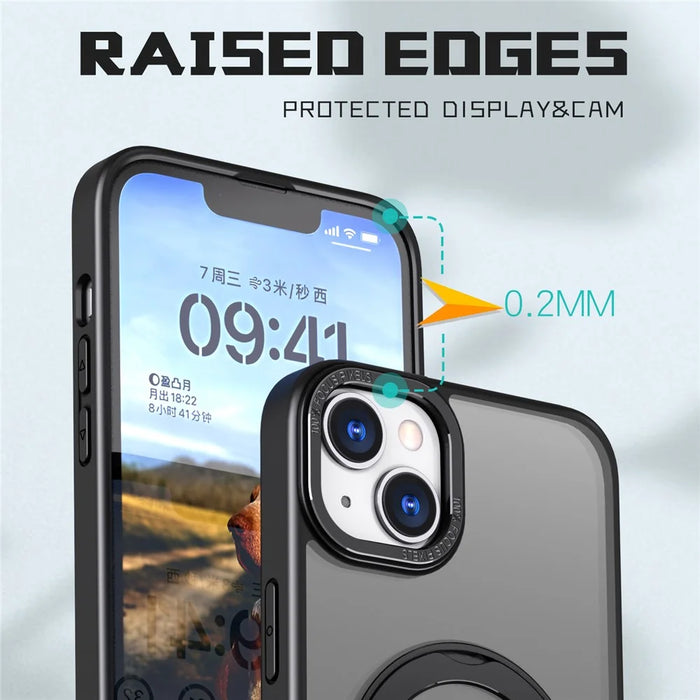 Style-B For iPhone 14 Plus Magnetic Kickstand Cover Acrylic+TPU Phone Case Compatible with MagSafe - Black - 5