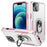 For iPhone 15 PC+TPU Shockproof Cover Anti-fall Phone Case with Ring Kickstand - White+Pink - 1
