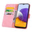 For Samsung Galaxy S23 FE Flower Imprint Phone Cover Calf Texture Stand Wallet Leather Case - Pink - 2