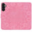 For Samsung Galaxy S23 FE Flower Imprint Phone Cover Calf Texture Stand Wallet Leather Case - Pink - 5