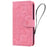 For Samsung Galaxy S23 FE Flower Imprint Phone Cover Calf Texture Stand Wallet Leather Case - Pink - 6