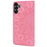For Samsung Galaxy S23 FE Flower Imprint Phone Cover Calf Texture Stand Wallet Leather Case - Pink - 7