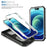 For iPhone 15 Pro Sliding Camera Window Phone Case PC+TPU Kickstand Cover with Card Slot -  White+Black - 4