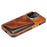 DENIOR Electroplating Phone Case for iPhone 14 Pro Card Holder Kickstand Waxy Genuine Cow Leather Coated TPU+PC Cover - Brown - 4