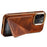 DENIOR Electroplating Phone Case for iPhone 14 Pro Card Holder Kickstand Waxy Genuine Cow Leather Coated TPU+PC Cover - Brown - 5