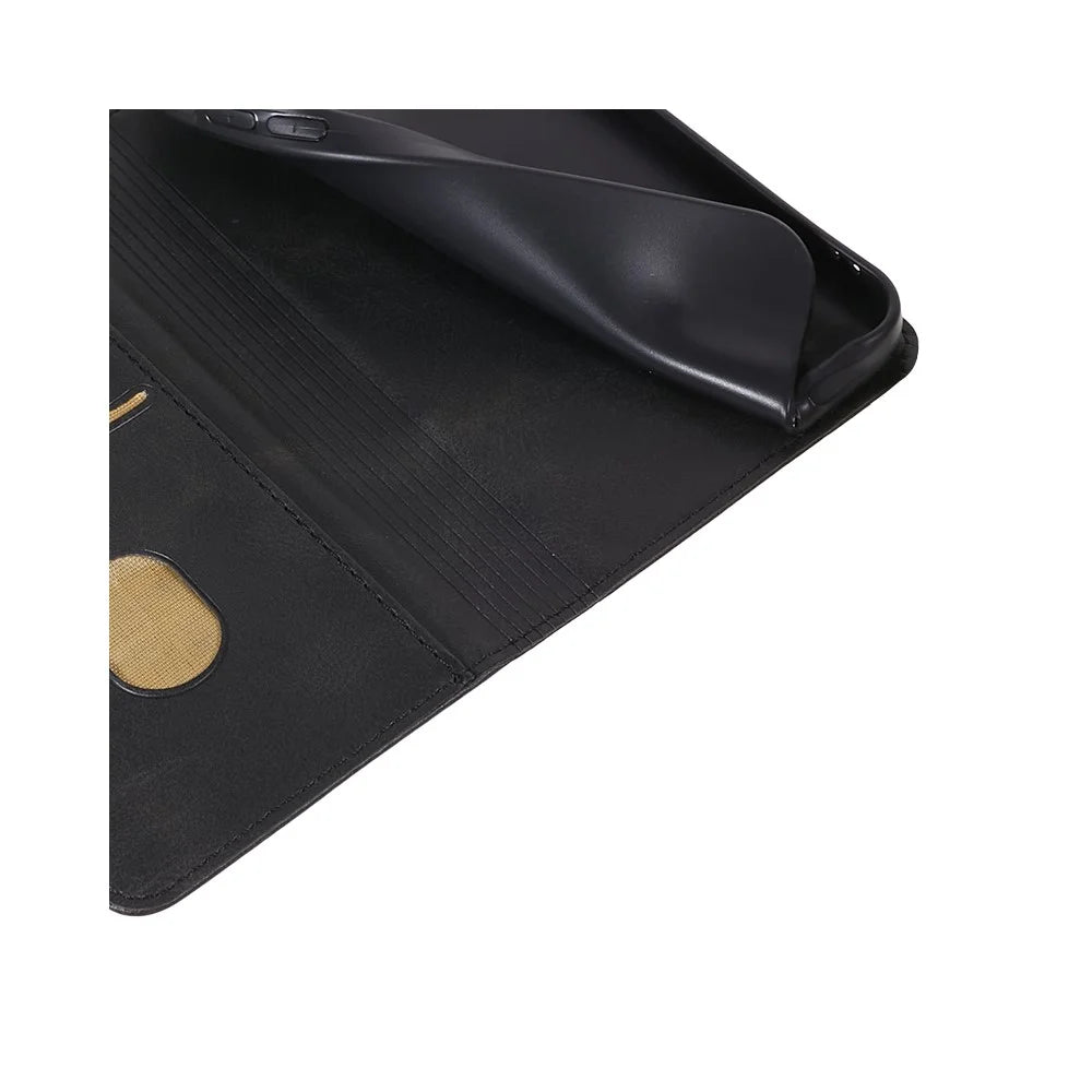 Leather Phone Case for iPhone 15 Plus , Wallet Stand Calf Texture Cell Phone Cover - Black - 4
