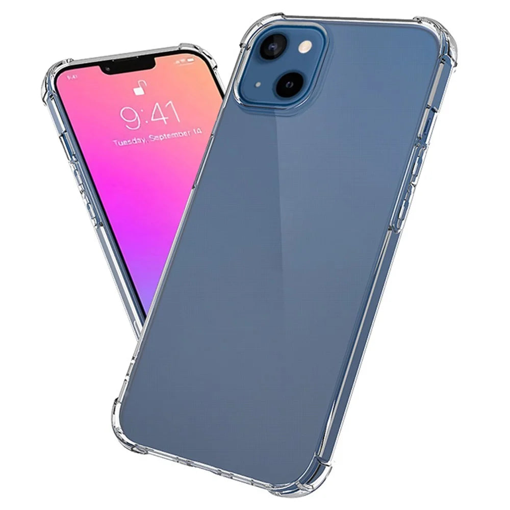For iPhone 15 Plus Soft TPU Transparent Case Four Corners Shock Absorbing Phone Cover - 4