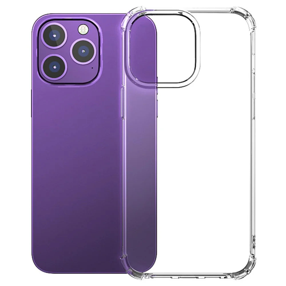 For iPhone 15 Pro Max Transparent TPU Phone Case Four Corner Thickening Cushion Back Cover - 1