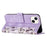 Flower Pattern Printing Leather Case for iPhone 15 , Card Holder Stand Phone Cover - Light Purple - 4