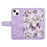 Flower Pattern Printing Leather Case for iPhone 15 , Card Holder Stand Phone Cover - Light Purple - 5