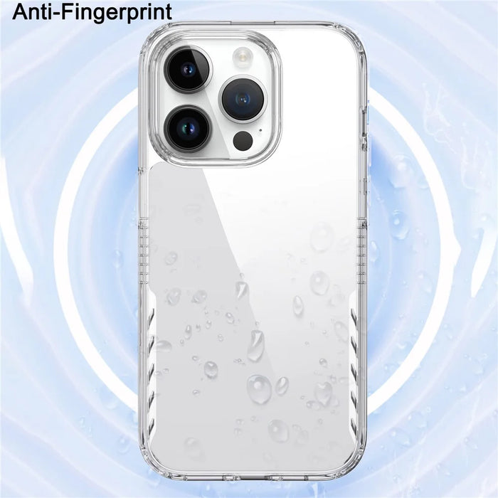 IPAKY For iPhone 15 Pro Shockproof Four Corner Phone Case TPU Frame Hard PC Back Cover - Transparent - 4