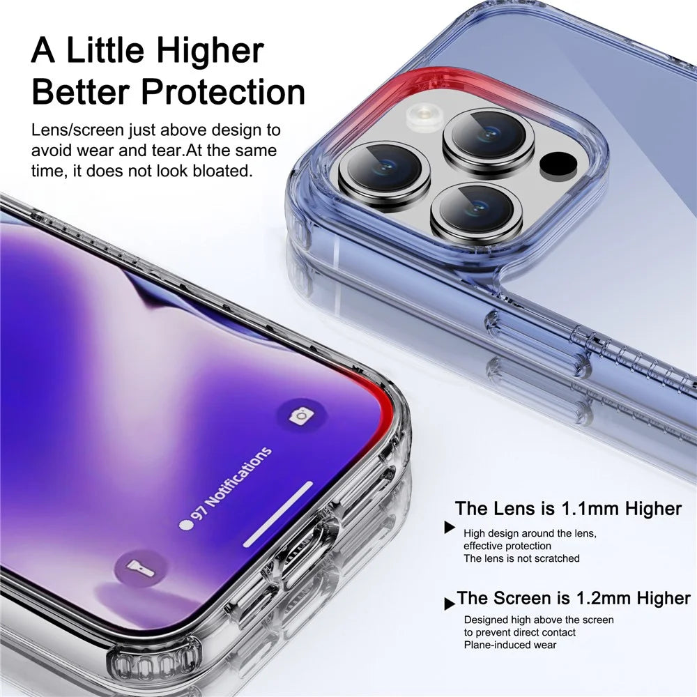IPAKY For iPhone 15 Pro Max TPU Frame PC Back Transparent Phone Case Anti-drop Phone Cover - Transparent Black - 7
