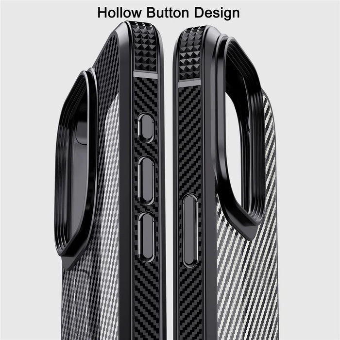 IPAKY Carbon Fiber Texture Phone Case for iPhone 15 Pro , TPU + PC Protective Phone Cover - Blue - 4
