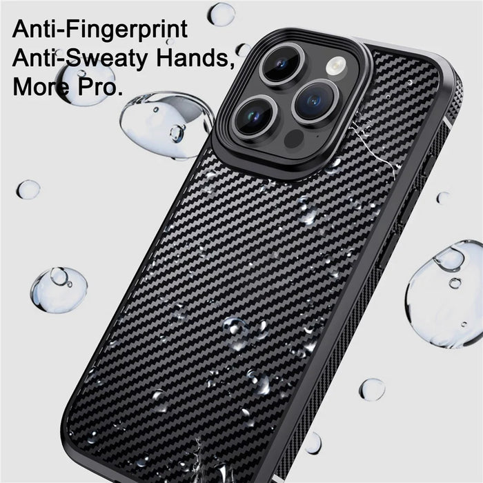 IPAKY Carbon Fiber Texture Phone Case for iPhone 15 Pro , TPU + PC Protective Phone Cover - Blue - 6