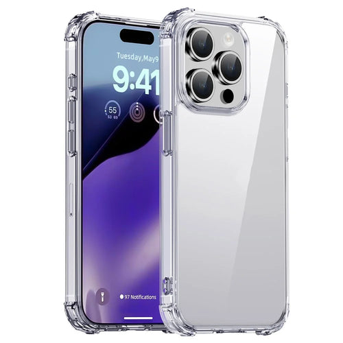 IPAKY Transparent Phone Case for iPhone 15 Pro , Hard PC TPU Frame Anti-drop Phone Cover - 1
