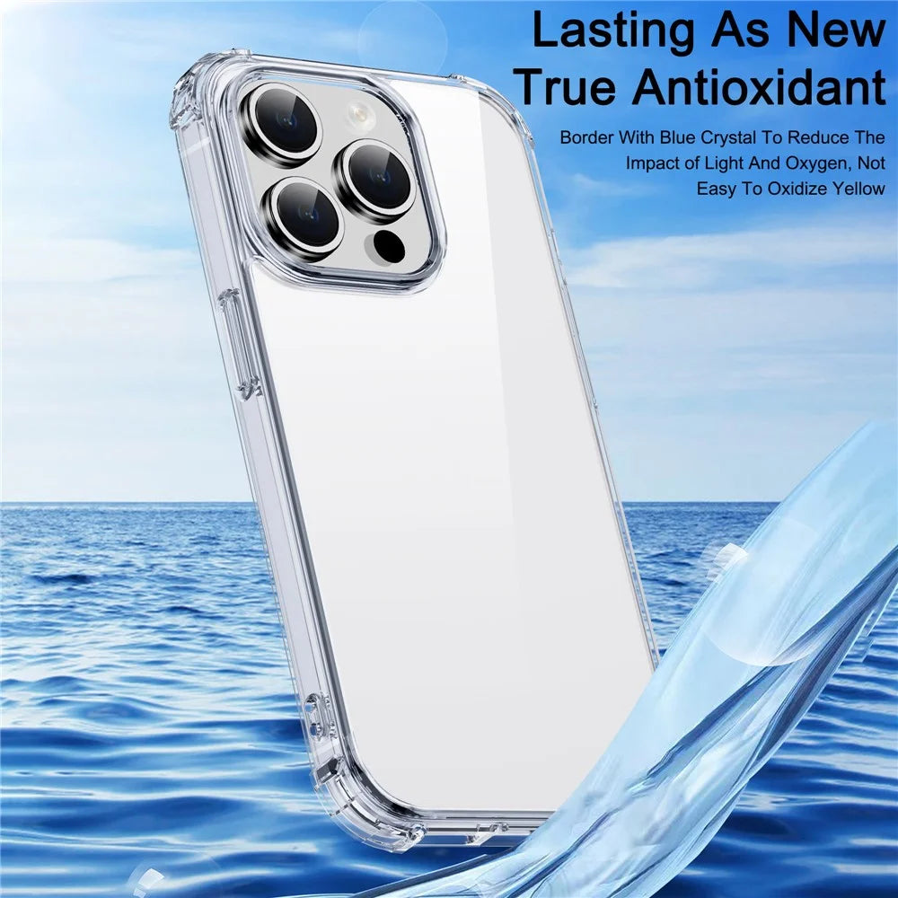 IPAKY Transparent Phone Case for iPhone 15 Pro , Hard PC TPU Frame Anti-drop Phone Cover - 4