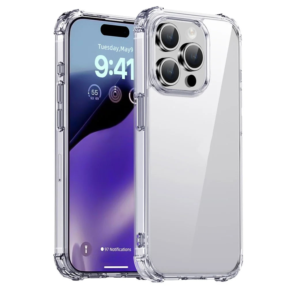 IPAKY Anti-drop Phone Case for iPhone 15 Pro Max , Hard PC Back TPU Frame Clear Phone Cover - 1