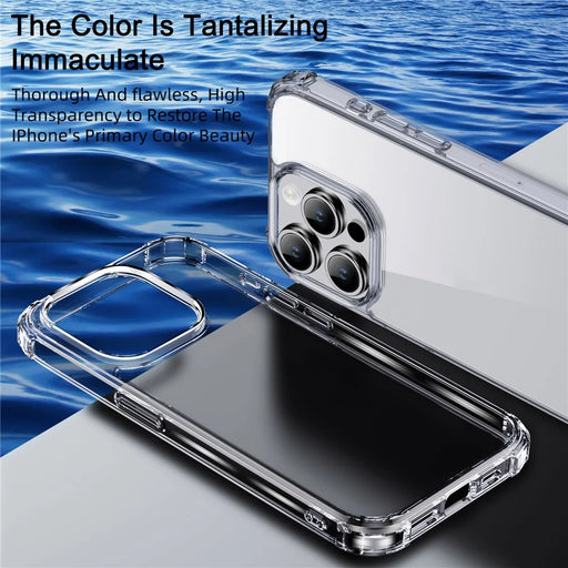 IPAKY Anti-drop Phone Case for iPhone 15 Pro Max , Hard PC Back TPU Frame Clear Phone Cover - 2