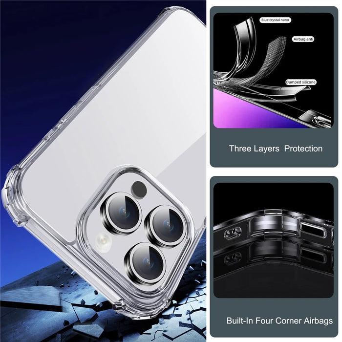 IPAKY Anti-drop Phone Case for iPhone 15 Pro Max , Hard PC Back TPU Frame Clear Phone Cover - 5