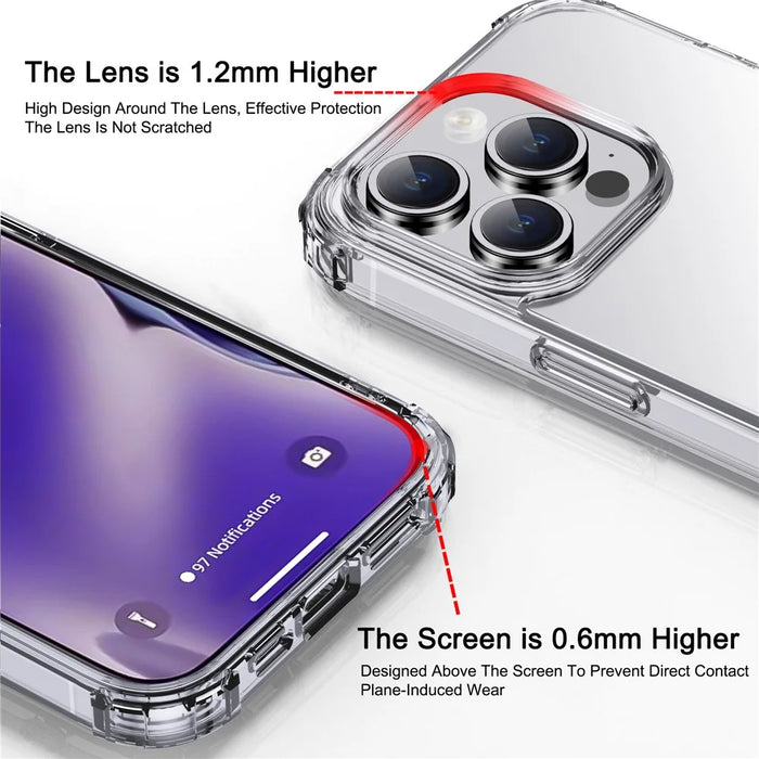 IPAKY Anti-drop Phone Case for iPhone 15 Pro Max , Hard PC Back TPU Frame Clear Phone Cover - 6