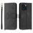For iPhone 15 Plus Leather Phone Case Wallet Stand Flower Imprinted Cover with Wrist Strap + Shoulder Strap - Black - 1
