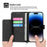 For iPhone 15 Plus Leather Phone Case Wallet Stand Flower Imprinted Cover with Wrist Strap + Shoulder Strap - Black - 5