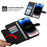 For iPhone 15 Plus Leather Phone Case Wallet Stand Flower Imprinted Cover with Wrist Strap + Shoulder Strap - Black - 6
