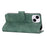 DIERFENG DF-03 Leather Wallet Phone Cover for iPhone 15 Plus , Lines Imprinted Stand Case - Green - 4