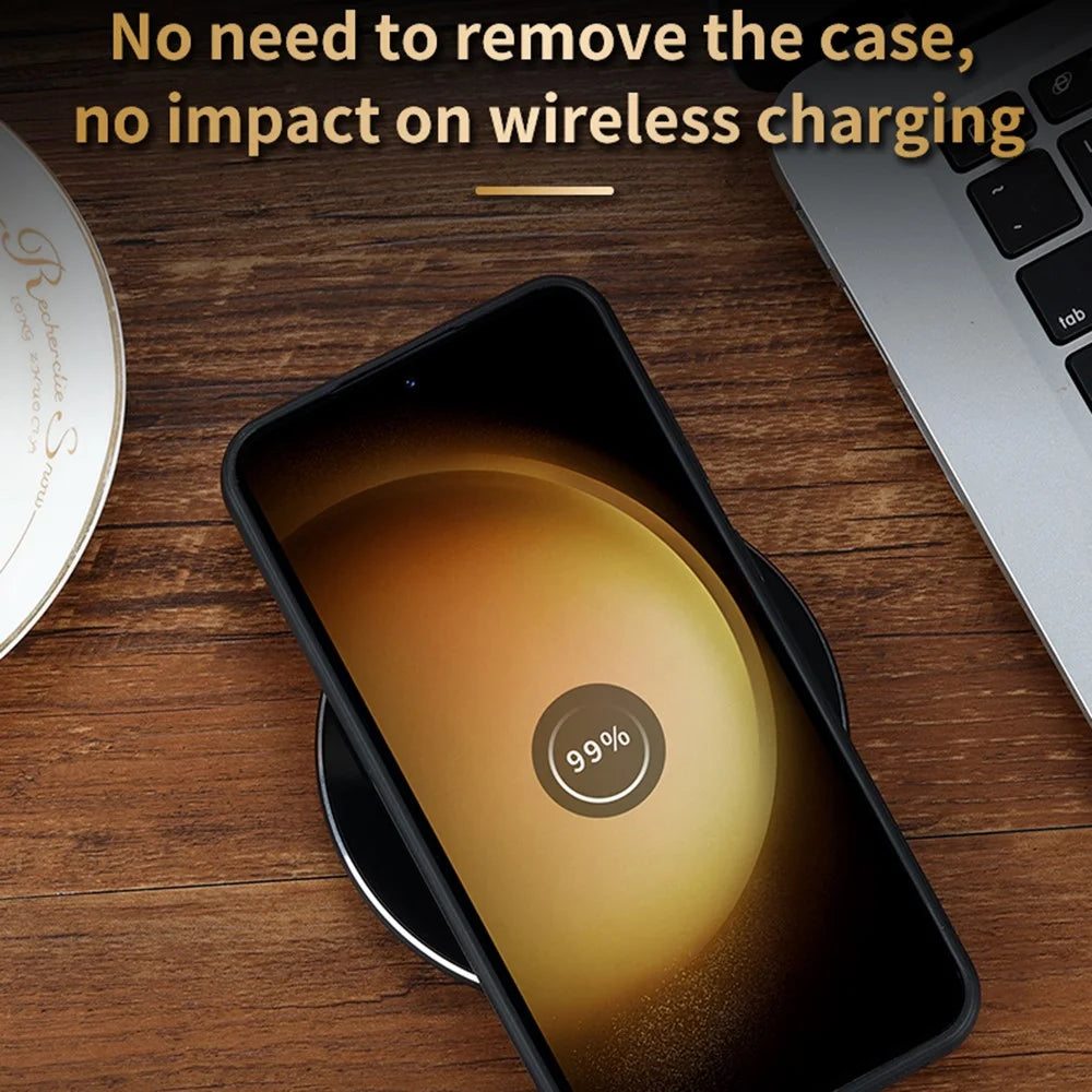 AZNS For Samsung Galaxy S23 FE Imprinted Protective Phone Case PU Leather Coated TPU Cover - Brown - 5