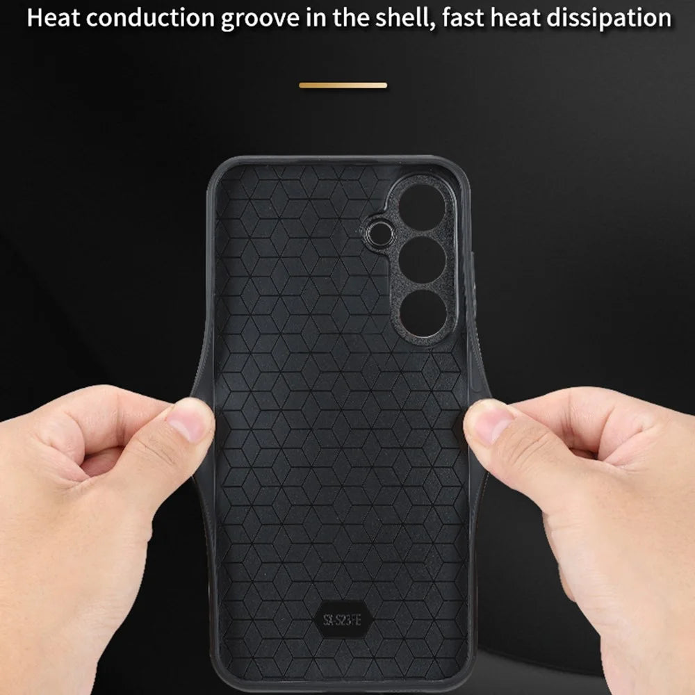 AZNS For Samsung Galaxy S23 FE Imprinted Protective Phone Case PU Leather Coated TPU Cover - Brown - 6