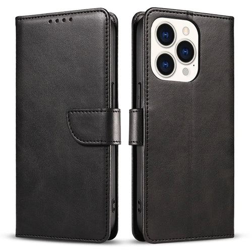 For iPhone 15 Pro Cell Phone Case Wallet Stand PU Leather+TPU Phone Cover - Black - 1