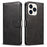 For iPhone 15 Pro Cell Phone Case Wallet Stand PU Leather+TPU Phone Cover - Black - 1