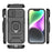 For iPhone 15 PC+TPU Impact-Resistant Phone Case Slide Lens Protection Kickstand Cover - Black - 7