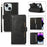 For iPhone 15 Plus Split Leather Folio Case Stand Multiple Card Slots Wallet Phone Cover with Strap - Black - 1