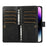For iPhone 15 Split Leather Wallet Phone Case Stand Multiple Card Slots Wrist Strap Magnetic Closure Cover - Black - 3