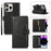 For iPhone 15 Pro Split Leather Stand Cover Multiple Card Slots Wallet  Phone Case with Strap - Black - 1