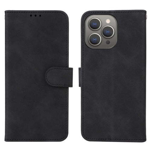 Wallet Phone Cover for iPhone 15 Pro , Skin-touch PU Leather Stand Cell Phone Case - Black - 1