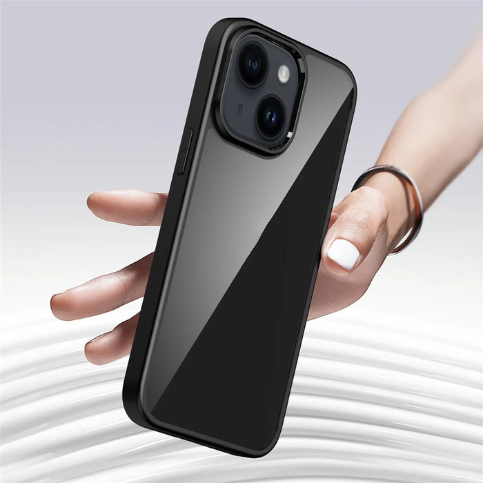 Mobile Phone Cover for iPhone 15 , Transparent PC Back + TPU Frame Protective Case - Black - 4