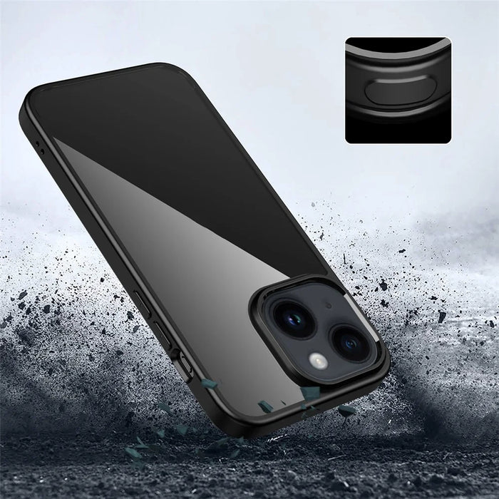 Mobile Phone Cover for iPhone 15 , Transparent PC Back + TPU Frame Protective Case - Black - 5