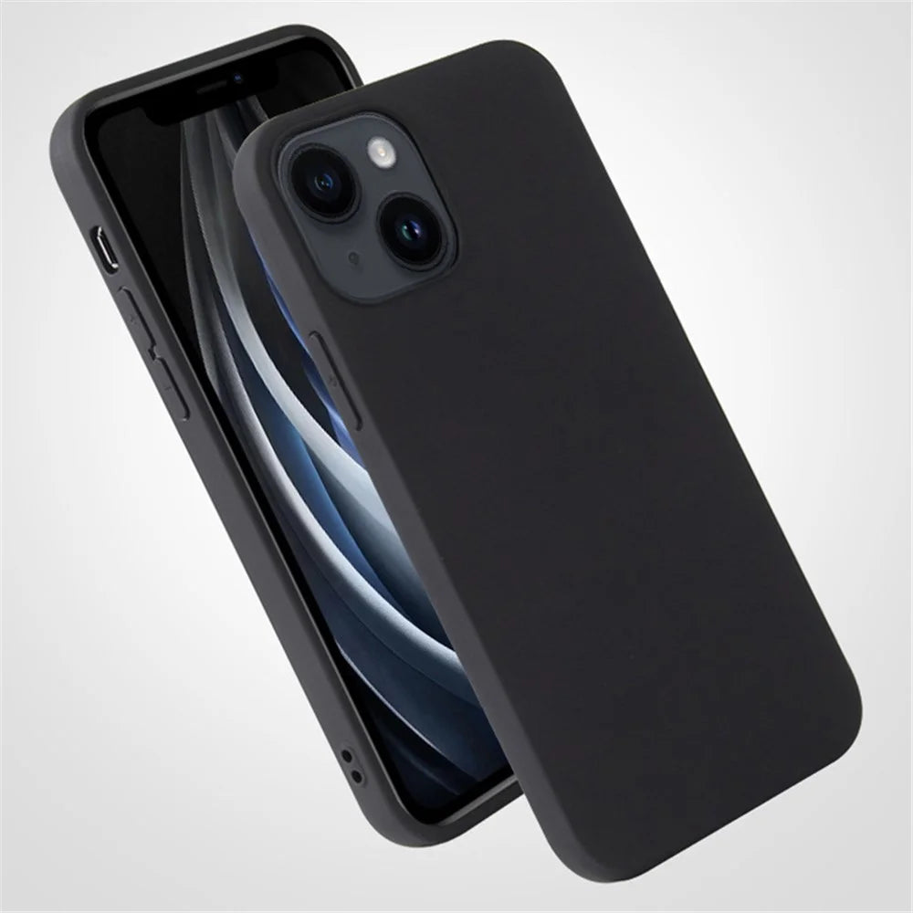 For iPhone 15 Matte Textured TPU Shell Shockproof Protection Mobile Phone Case - Black - 4